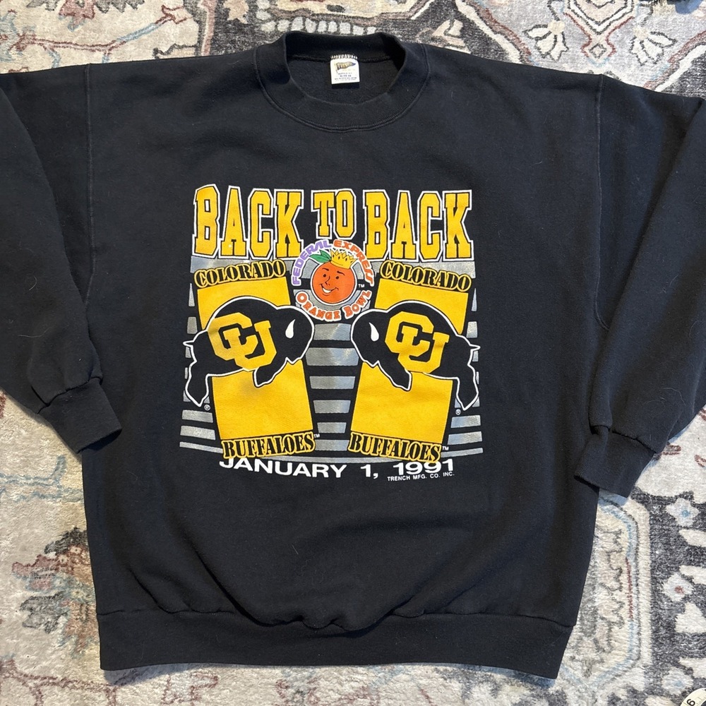 Vintage 1991 CU Buffs back To Back Crewneck Sweatshirt Colorado XL